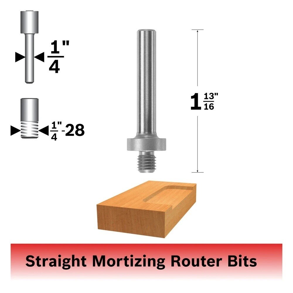 Bosch 82816MC 1/4" Mortising Arbor with 1/4" Shank and 1/4" 28 Thread - 2