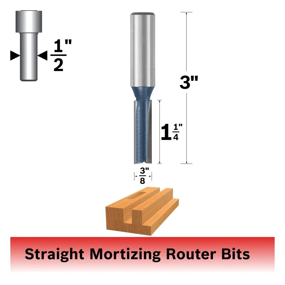 Bosch 84207M 3/8" x 1-1/4" Carbide Tipped 2-Flute Straight Router Bit - 2