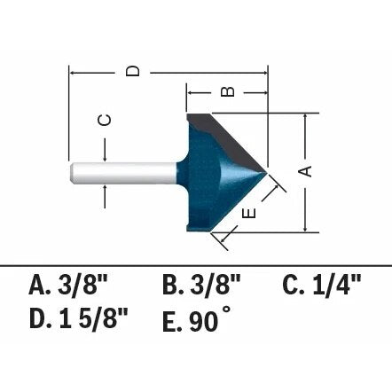 Bosch 84300MC 3/8" x 7/16" Carbide-Tipped V-Groove Router Bit - 3