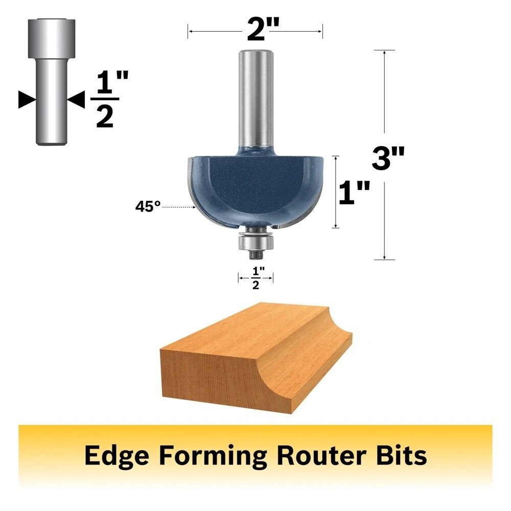 Bosch 84437M 0.75" x 1" Carbide Tipped Cove Router Bit with Bearing - 2