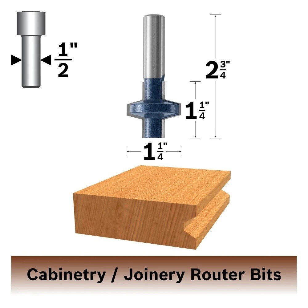 Bosch 84510M 1-1/4" x 1-1/4" Carbide Tipped Wedge Groove Router Bit with 1/2" Shank - 2