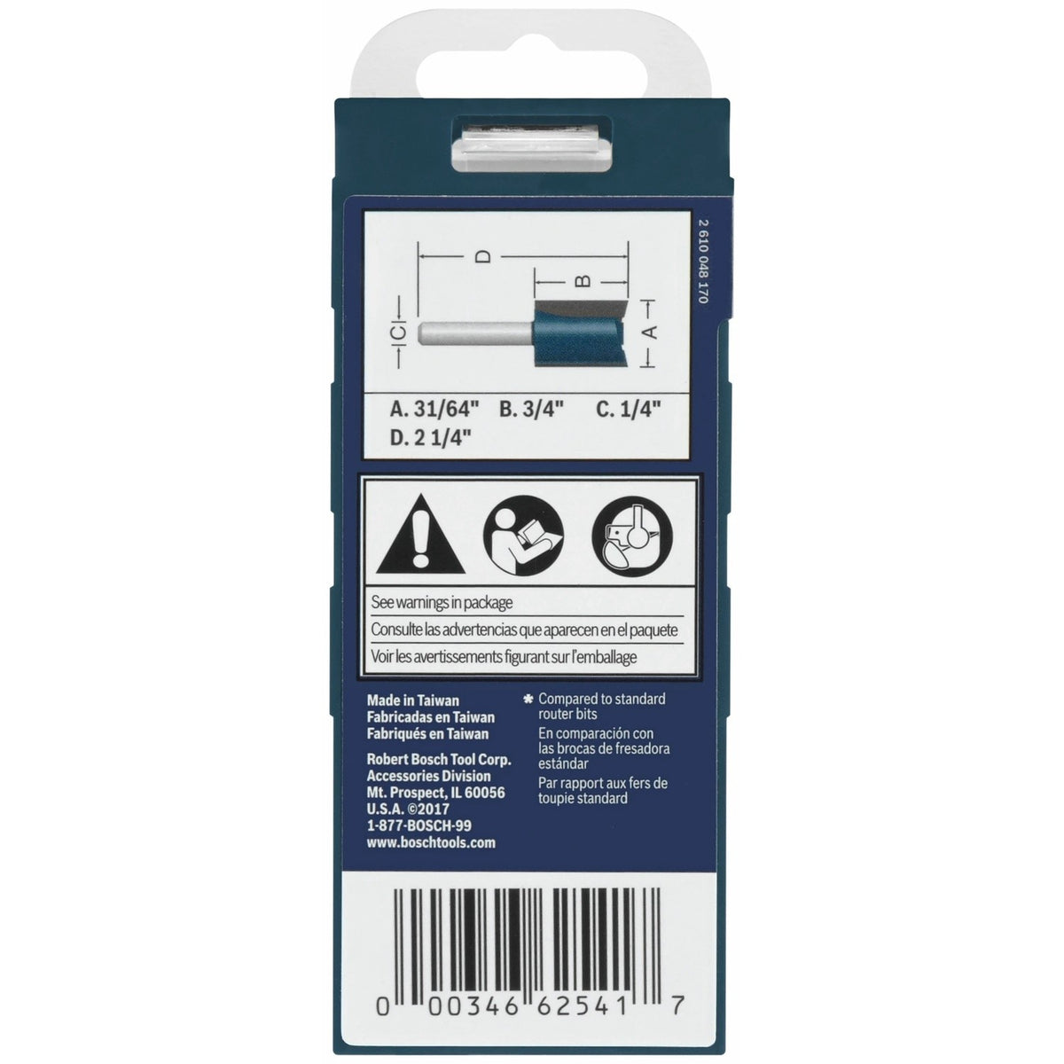 Bosch 84601MC 31/64" x 3/4" Carbide Tipped Undersized Plywood Mortising Router Bit - 3