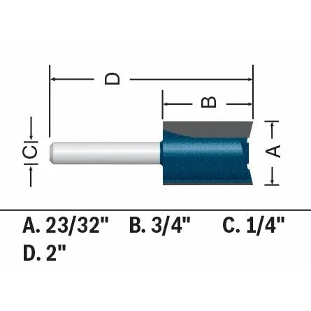 Bosch 84602MC 23/32" x 3/4" Carbide-Tipped Plywood Mortising Router Bit - 2