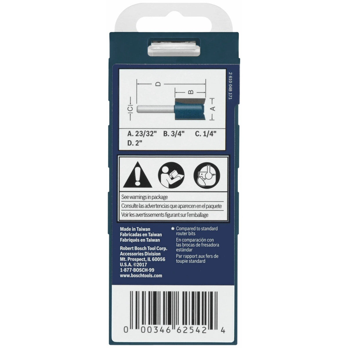 Bosch 84602MC 23/32" x 3/4" Carbide-Tipped Plywood Mortising Router Bit - 3