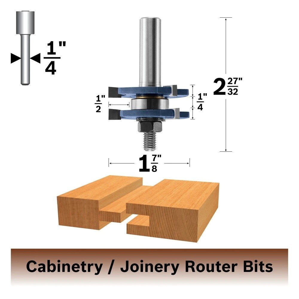 Bosch 84623M 1-7/8" x 1/4" Carbide Tipped Tongue and Groove Router Bit - 2