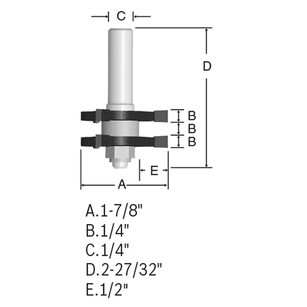 Bosch 84623M 1-7/8" x 1/4" Carbide Tipped Tongue and Groove Router Bit - 3