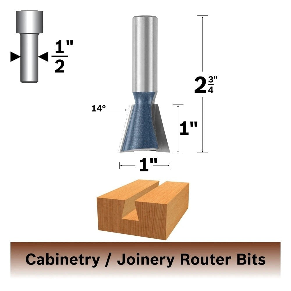 Bosch 84705M 14 Degree x 1" Carbide Tipped Dovetail Router Bit for Joinery - 2
