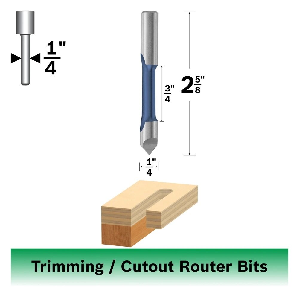 Bosch 85146 1/4" x 3/4" High Speed Steel 1-Flute Pilot Panel Straight Router Bit - 2