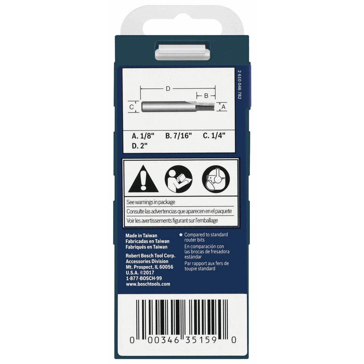 Bosch 85213MC 1/8" Solid Carbide Double Flute Straight Mortising Router Bit with 1/4" Shank - 4