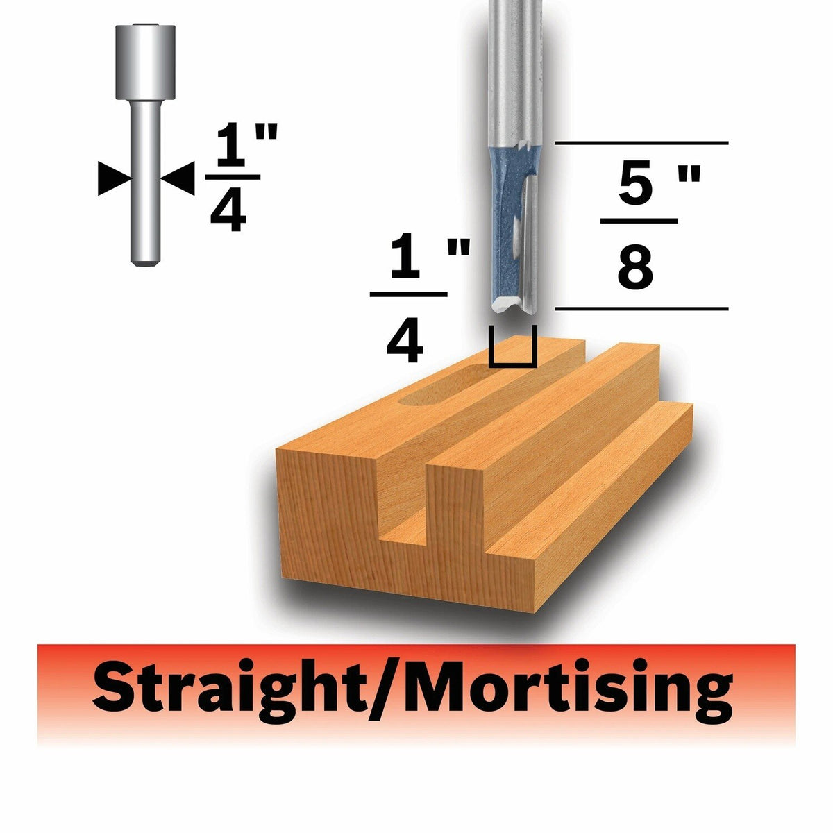 Bosch 85221MC 1/4" x 5/8" Carbide Tipped Double Flute Straight Router Bit - 2