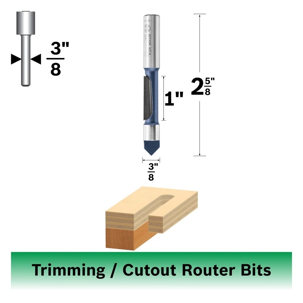 Bosch 85245MB50 3/8" x 1" Carbide Tipped 1-Flute Pilot Panel Concave Router Bits (50 Pack) - 2