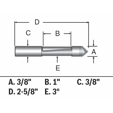 Bosch 85245MC 3/8 " x 1" Carbide-Tipped Single-Flute Pilot Panel Concave Router Bit - 2