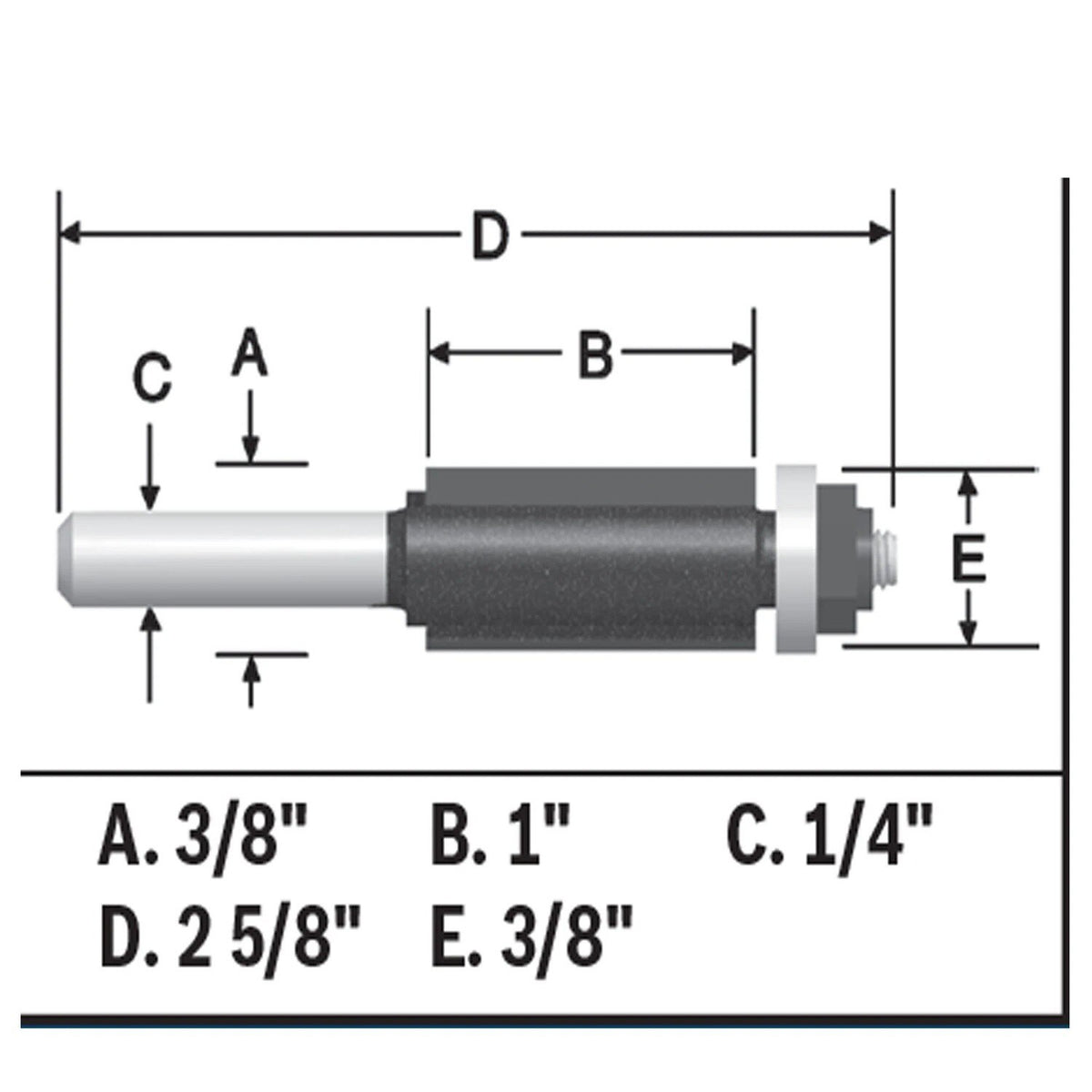 Bosch 85268MC 3/8" x 1" Carbide-Tipped Double-Flute Flush Trim Router Bit - 2