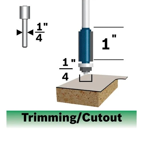 Bosch 85268SM 3/8" x 2-5/8" Carbide Tipped 2 Flute Flush and Bevel Laminate Trim Bit