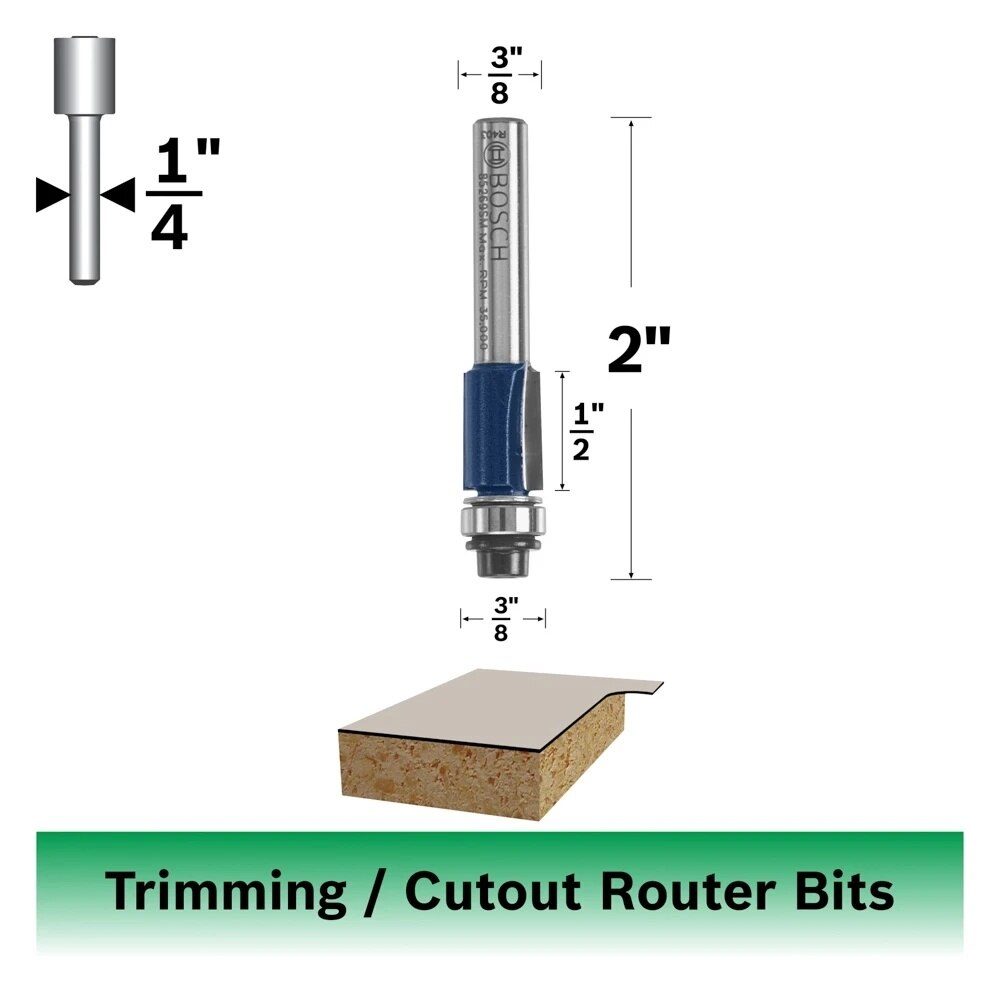 Bosch 85269SM 3/8" x 1-13/16" Carbide-Tipped 2-Flute Laminate Trim Router Bit - 2