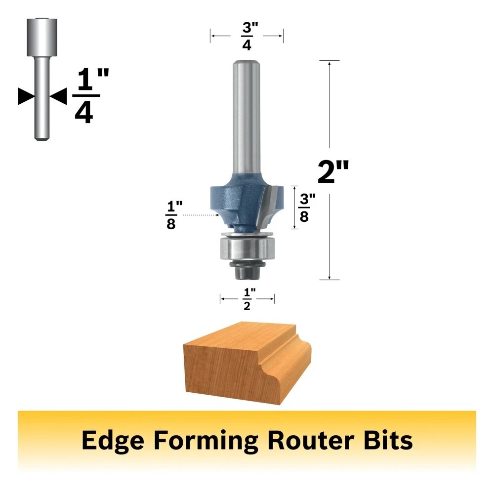 Bosch 85290MC 1/8" x 3/8" Carbide-Tipped Roundover Router Bit with 1/4" Shank - 2