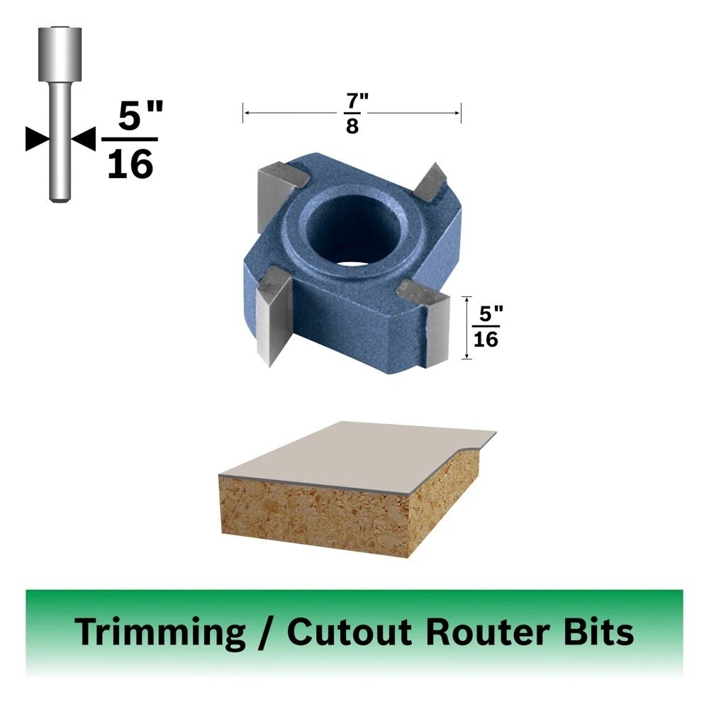 Bosch 85417M 7/8" x 5/16" Carbide Tipped 4-Flute Flush Trim Replacement Cutter Bit - 2