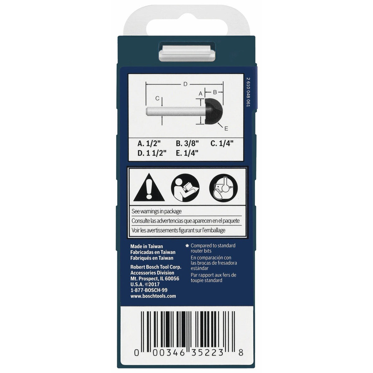 Bosch 85446MC 1/4" x 1/2" Carbide-Tipped Core Box Router Bit - 4