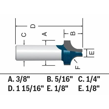 Bosch 85478MC 3/8" x 5/16" Carbide-Tipped Plunge Roundover Router Bit with 1/4" Shank - 2