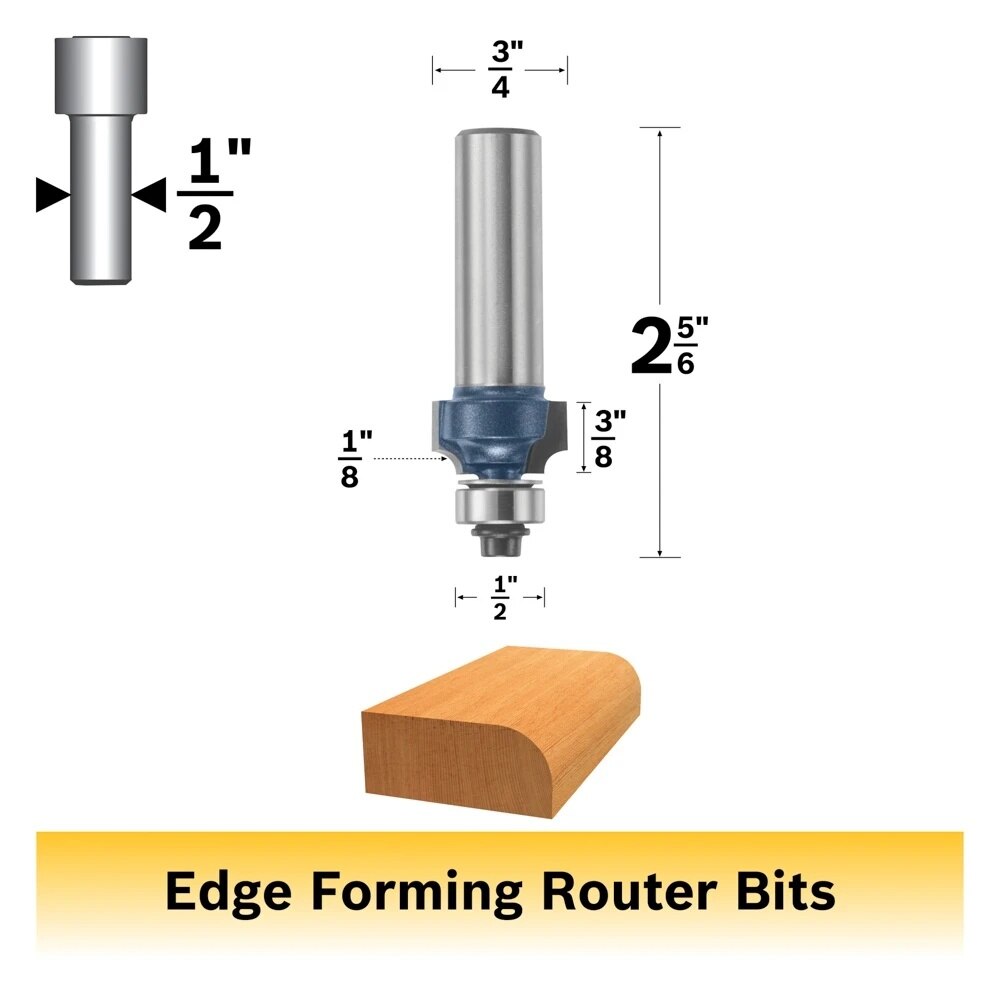 Bosch 85588M 1/8" x 3/8 " Carbide Tipped Roundover Router Bit with 1/2" Shank - 2