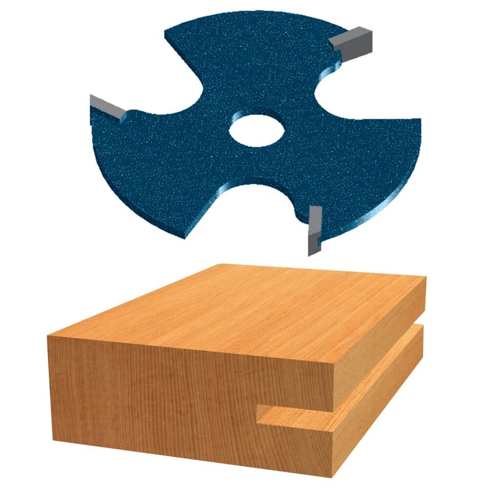 Bosch 85610MC 1/4" 3-Wing Slotting Cutter with 5/16" Arbor for T-Molding and Weather Stripping