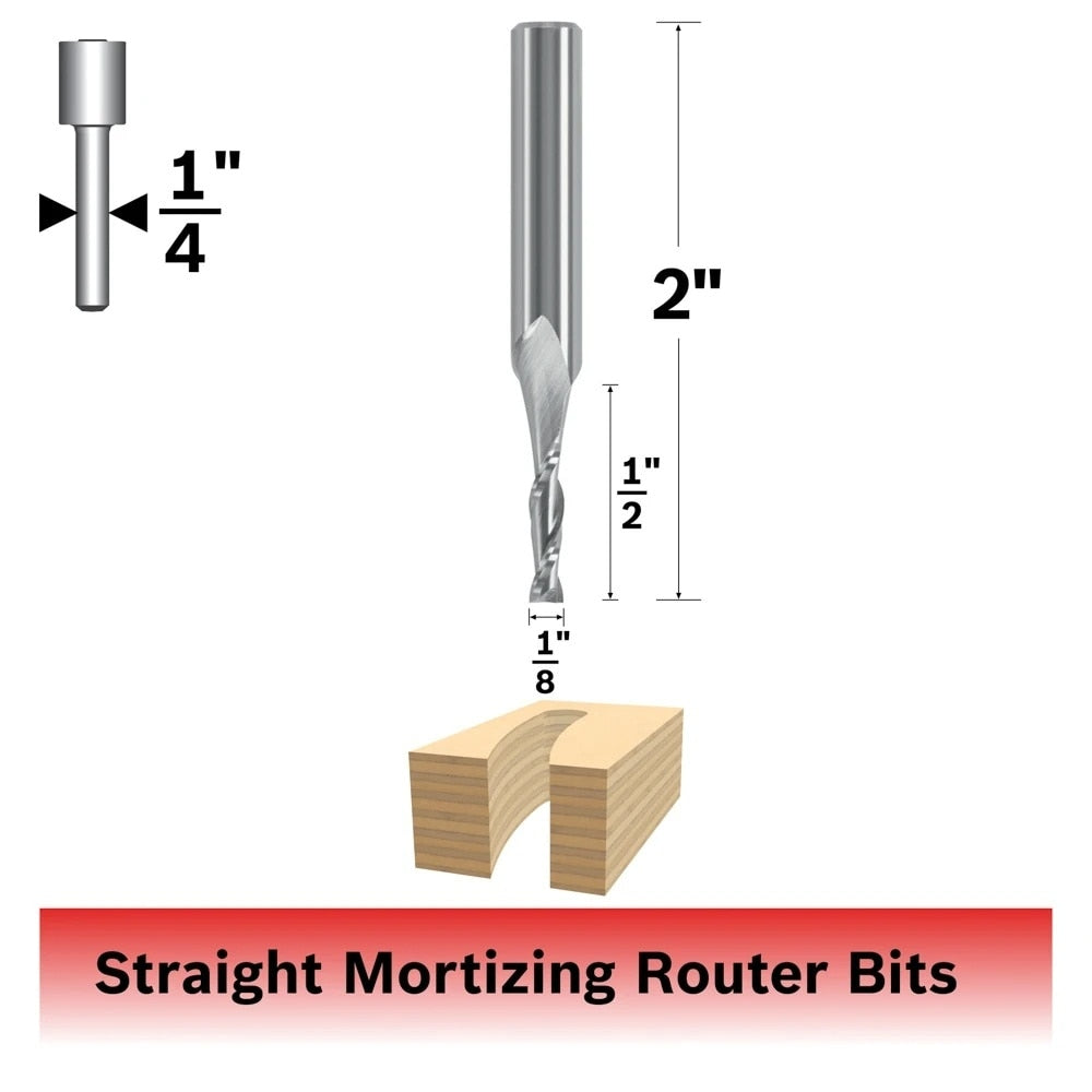 Bosch 85908MC 1/8" x 1/2" Solid Carbide Double Flute Upcut Spiral Router Bit - 2