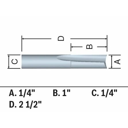 Bosch 86010MC 1/4" x 1" Solid Carbide Double-Flute O-Flute Router Bit - 2