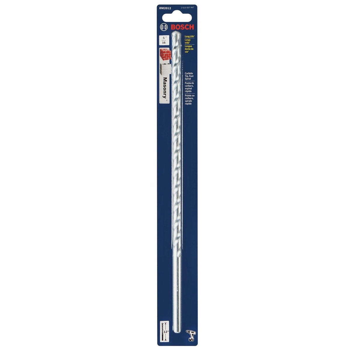 Bosch BM2012 5/16" x 11" x 13" Carbide Tipped Fast Spiral Rotary Masonry Drill Bit - 2