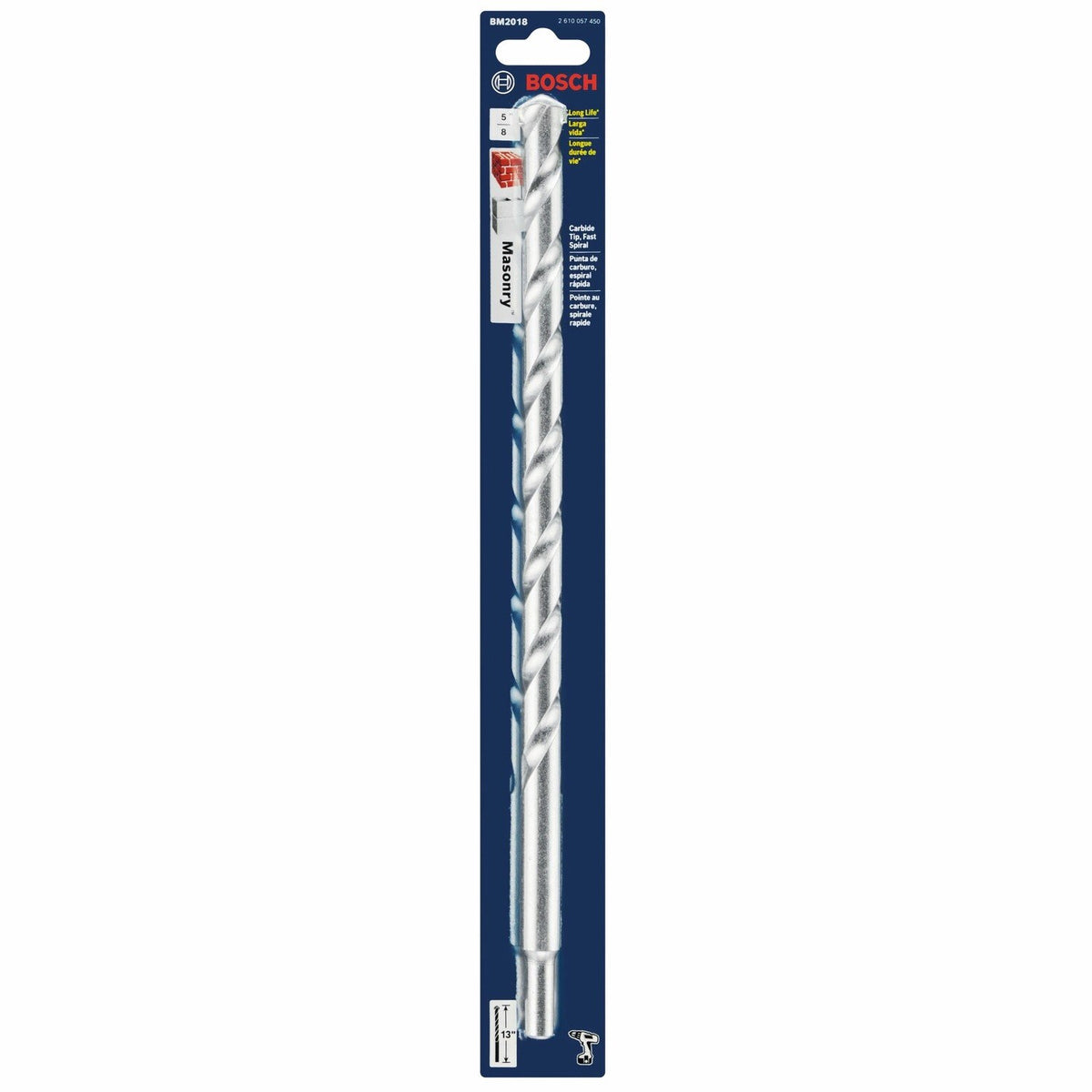 Bosch BM2018 5/8" x 11" x 13" Fast Spiral Rotary Masonry Drill Bit with Carbide Tip - 2