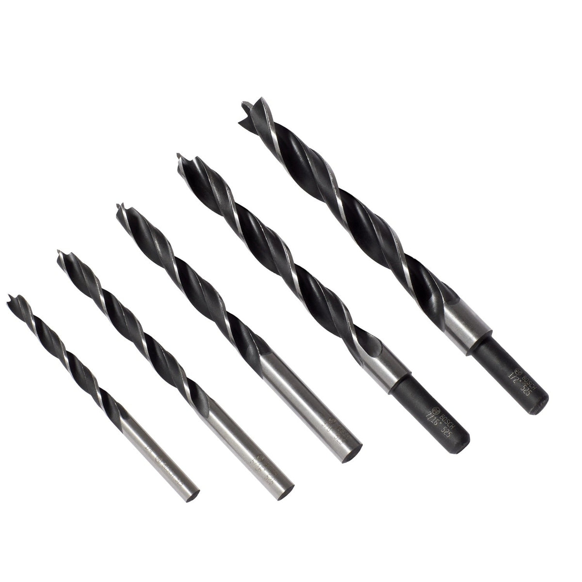 Bosch BP14616 Brad Point Wood Drill Bit Set 1/4" 5/16" 3/8" 7/16" 1/2" (5 Pack)
