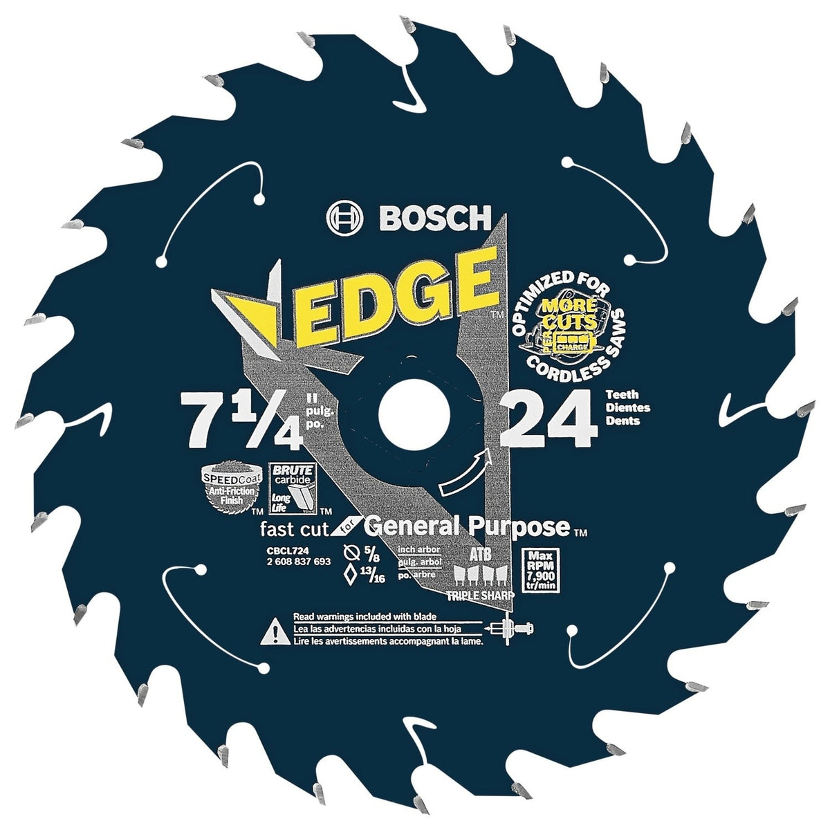 Bosch CBCL724 7-1/4" 24 Tooth Edge Cordless Circular Saw Blade for General Purpose