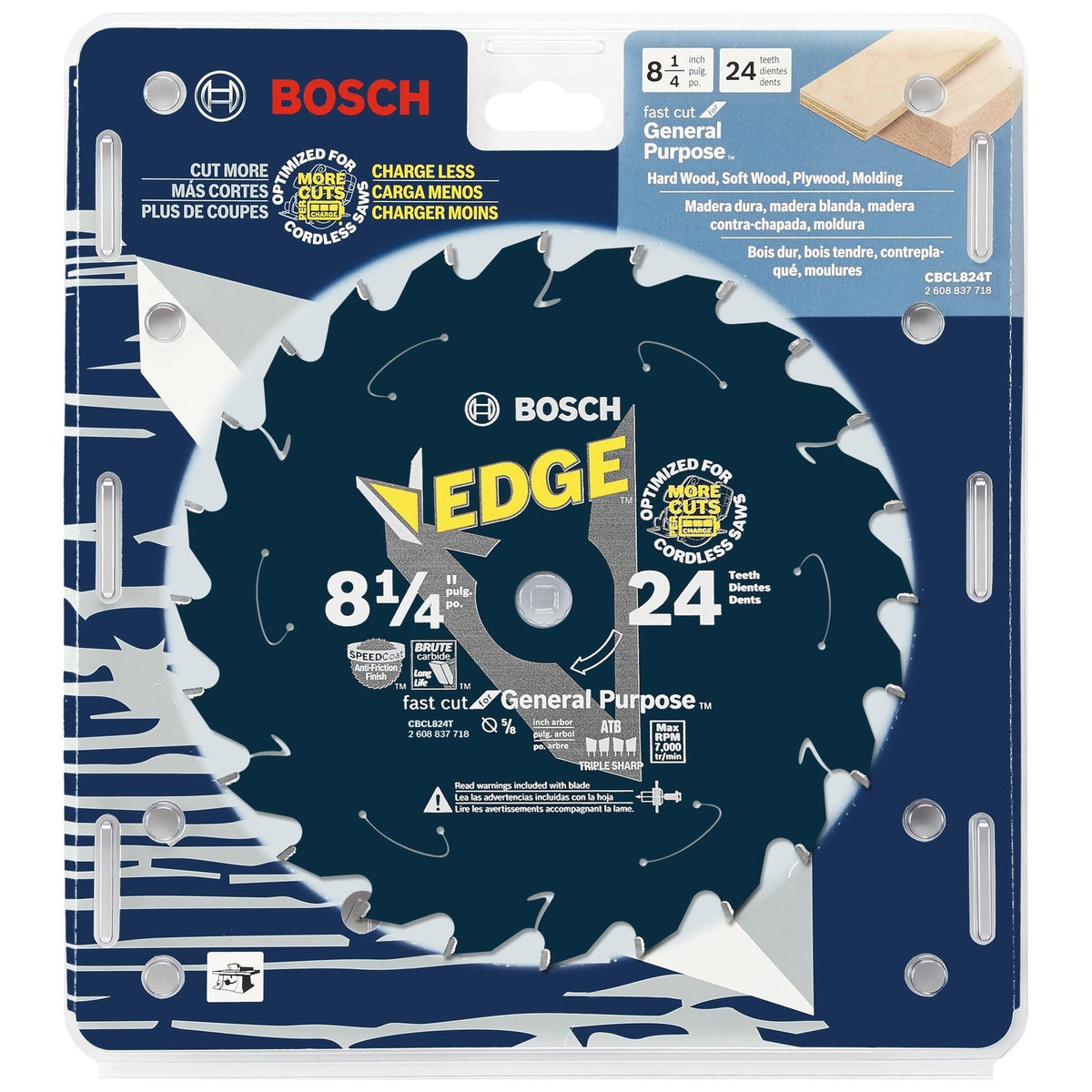 Bosch CBCL824M 8-1/2" 24 Tooth Edge Cordless Circular Saw Blade for General Purpose - 2