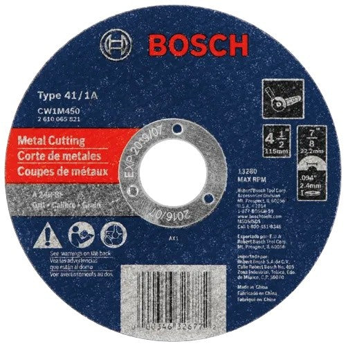 Bosch CW1M450 4-1/2" x 3/32" x 7/8" Arbor Type 1A 24 Grit Metal Cutting Abrasive Wheel