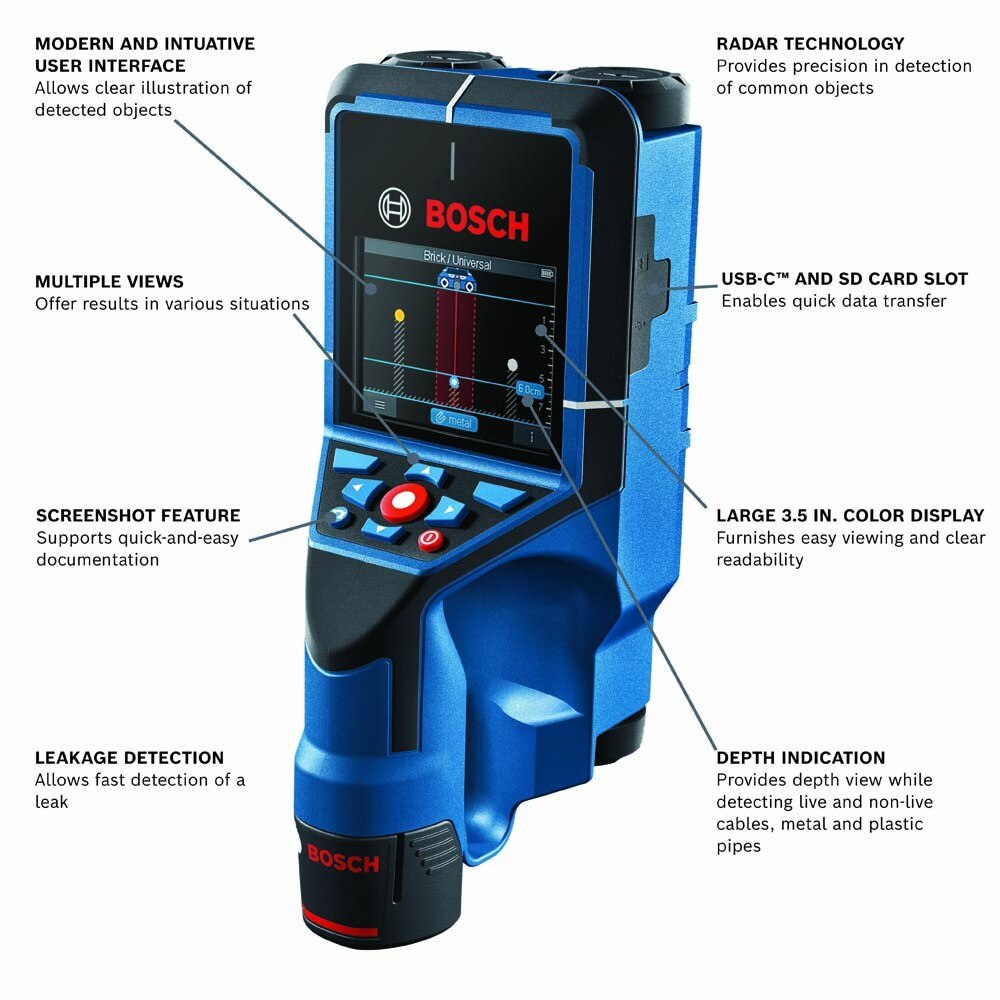 Bosch D-Tect200C 12V Max Wall / Floor Scanner With Radar - 2