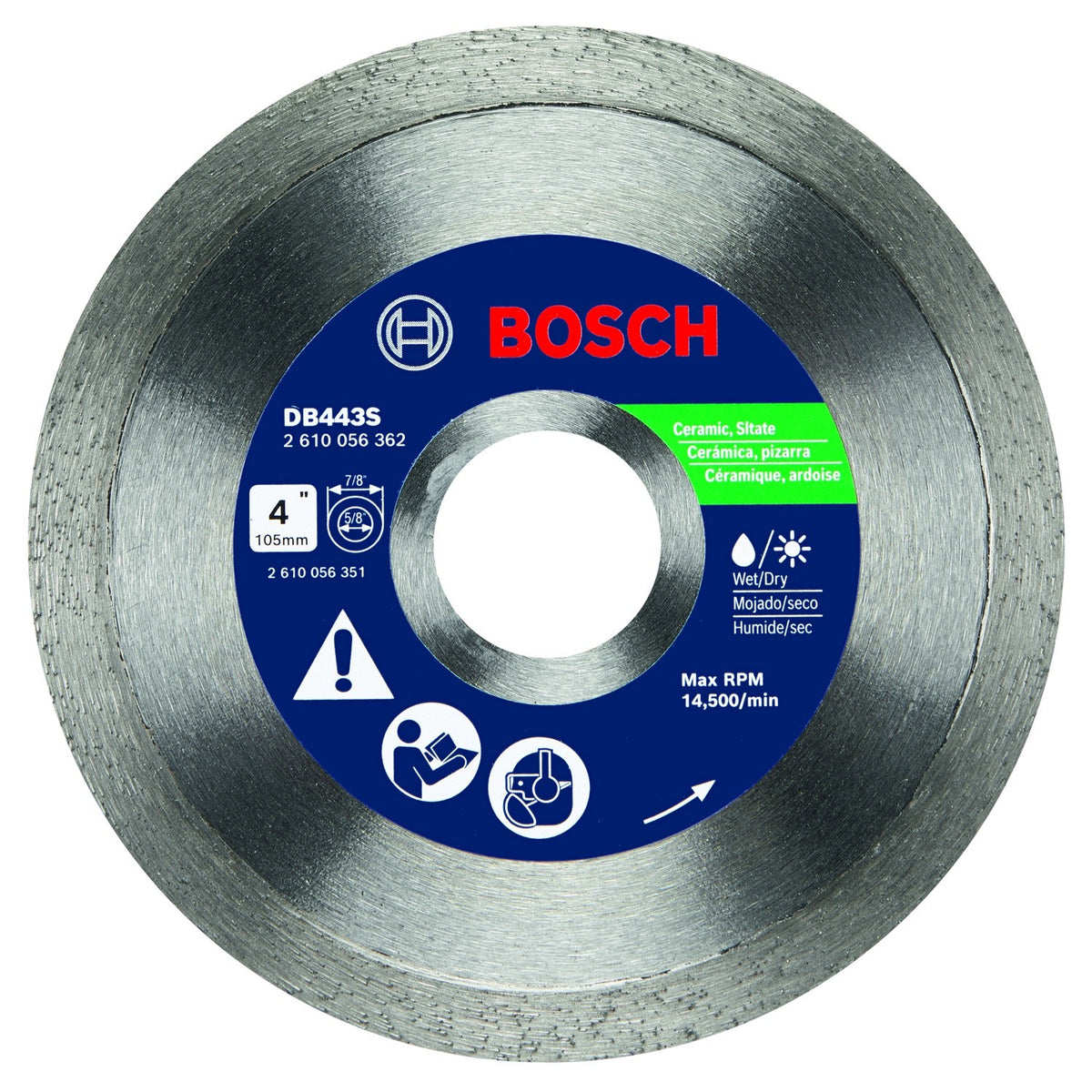 Bosch DB443S 4" Standard Continuous Rim Diamond Blade for Ceramic and Slate Tile
