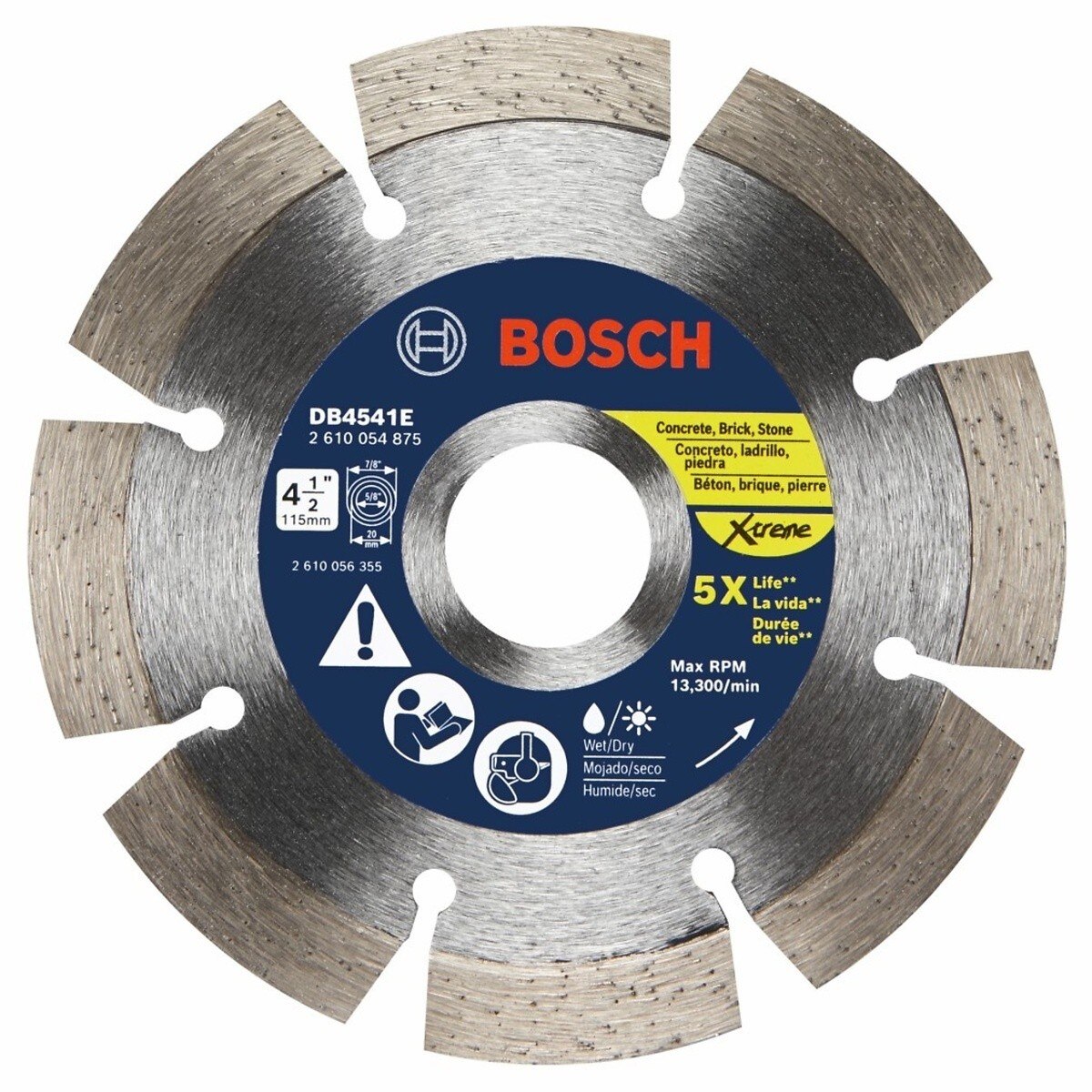 Bosch DB4541E 4-1/2 in. Xtreme Segmented Rim Diamond Blade for Concrete, Brick and Stone (1 Pack)