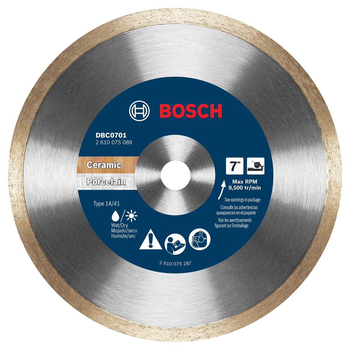 Bosch DBC0701 7" Continuous Rim Diamond Wheel for Smooth Tile and Porcelain Cuts