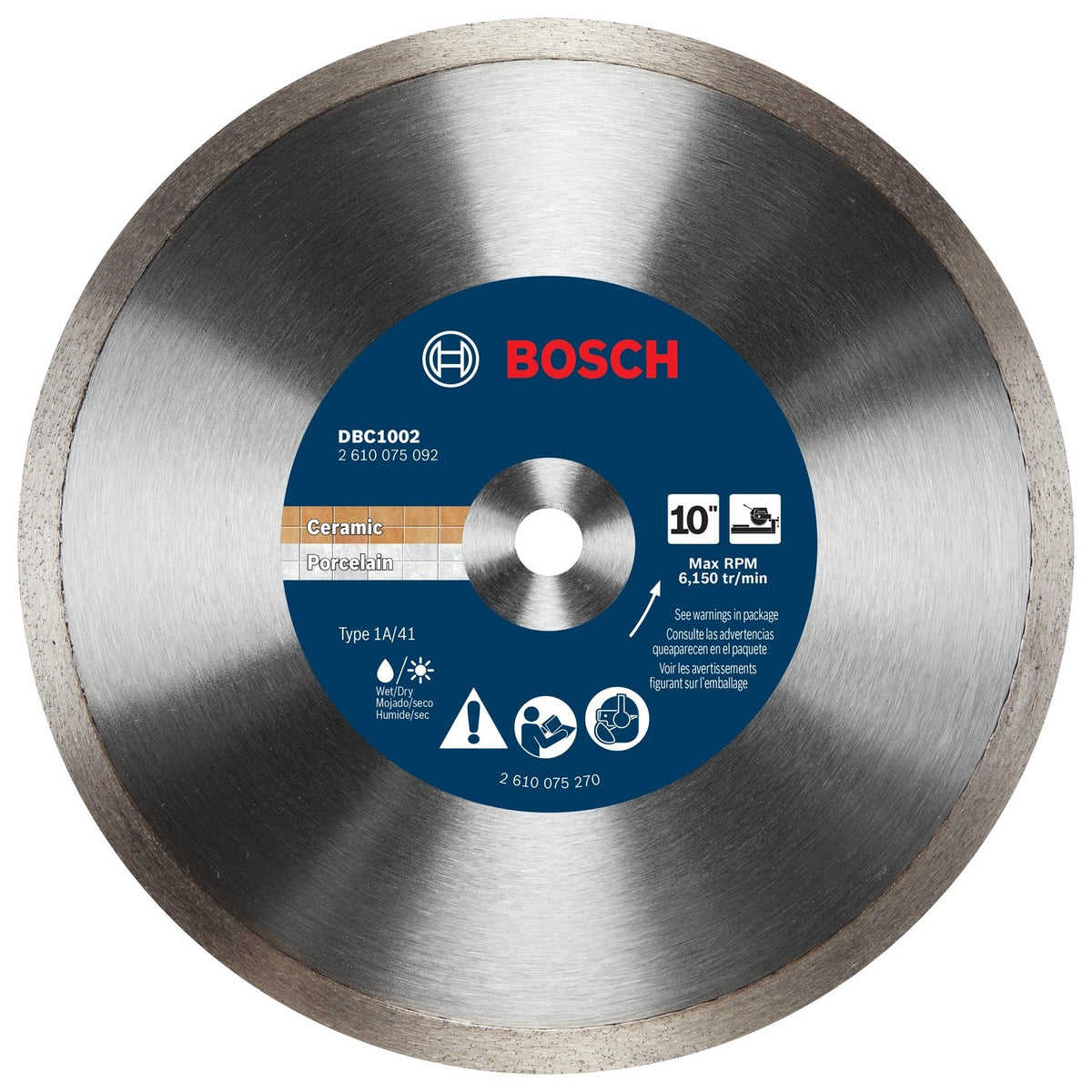 Bosch DBC1002 10" Premium Continuous Rim Diamond Wheel for Porcelain Ceramic and Granite