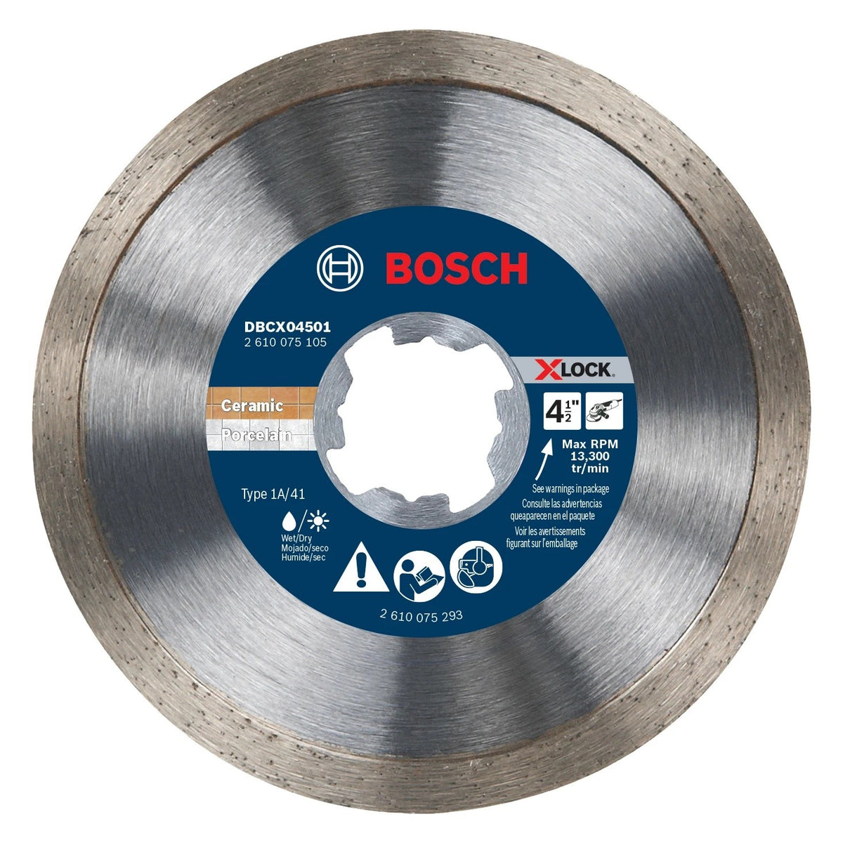 Bosch DBCX04501 4-1/2" X-LOCK Continuous Rim Diamond Wheel for Tile and Stone