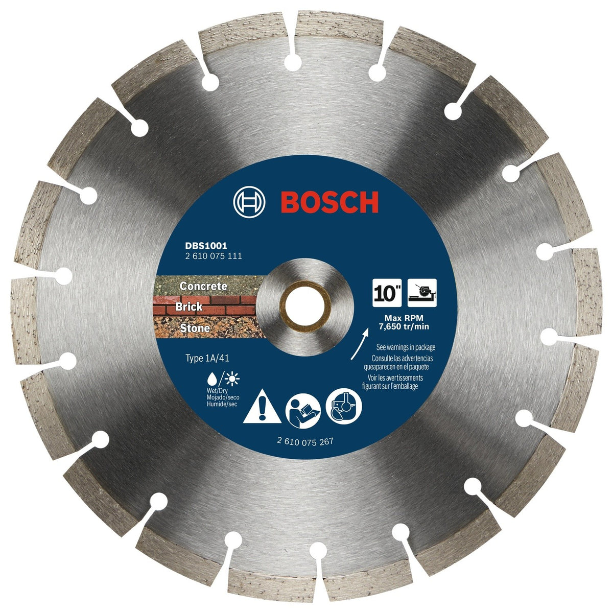 Bosch DBS1001 10" Segmented Rim Diamond Blade for Concrete Brick and Stone