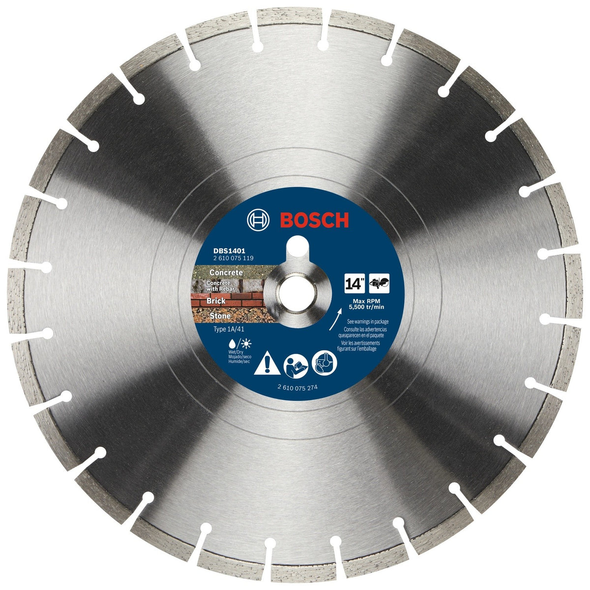 Bosch DBS1401 14" Segmented Rim Diamond Blade for Concrete Brick Block and Stone