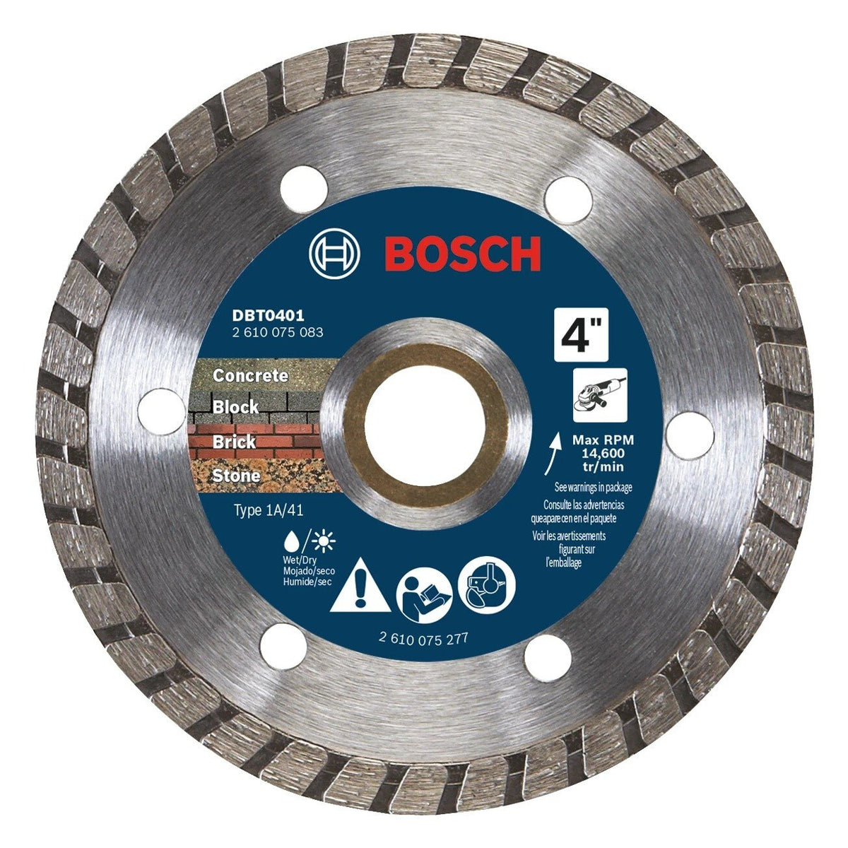 Bosch DBT0401 4" Turbo Rim Diamond Blade for Concrete Brick and Stone