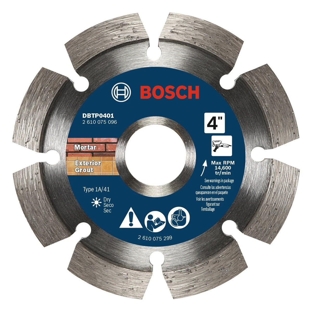 Bosch DBTP0401 4" Segmented Diamond Tuckpointing Blade for Mortar Removal