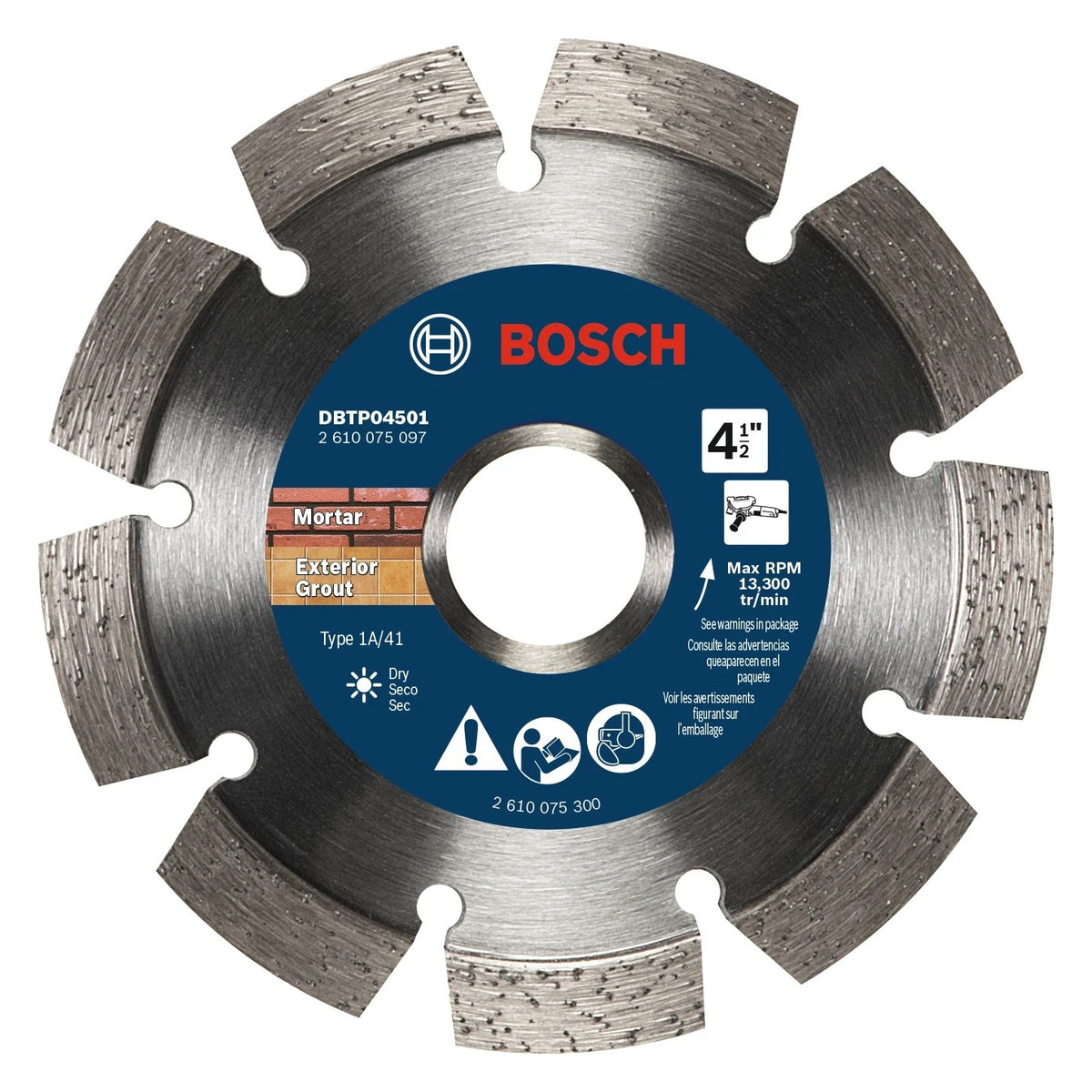 Bosch DBTP04501 4-1/2" Segmented Rim Diamond Tuckpointing Wheel for Mortar Removal