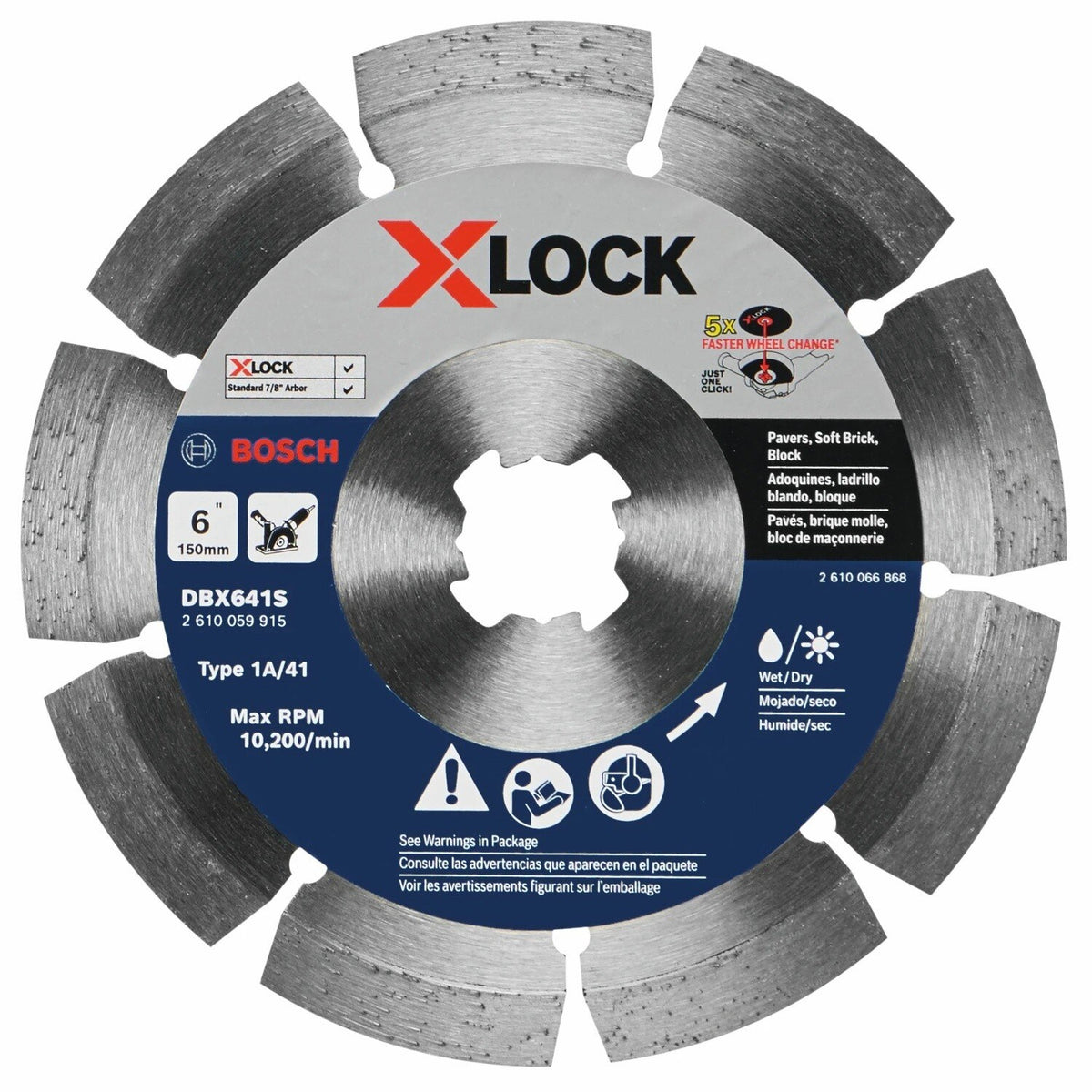 Bosch DBX641S 6" X-LOCK Segmented Rim Diamond Blade for Concrete Brick and Stone