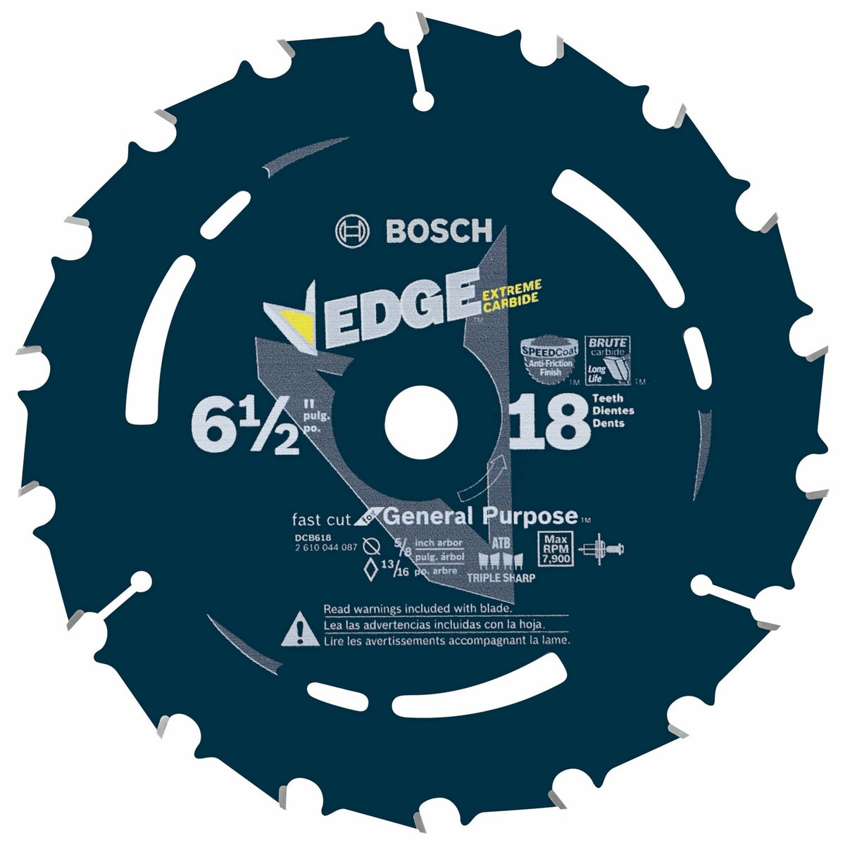 Bosch DCB618 6-1/2" 18 Tooth Edge Circular Saw Blade for Fast Wood Cuts