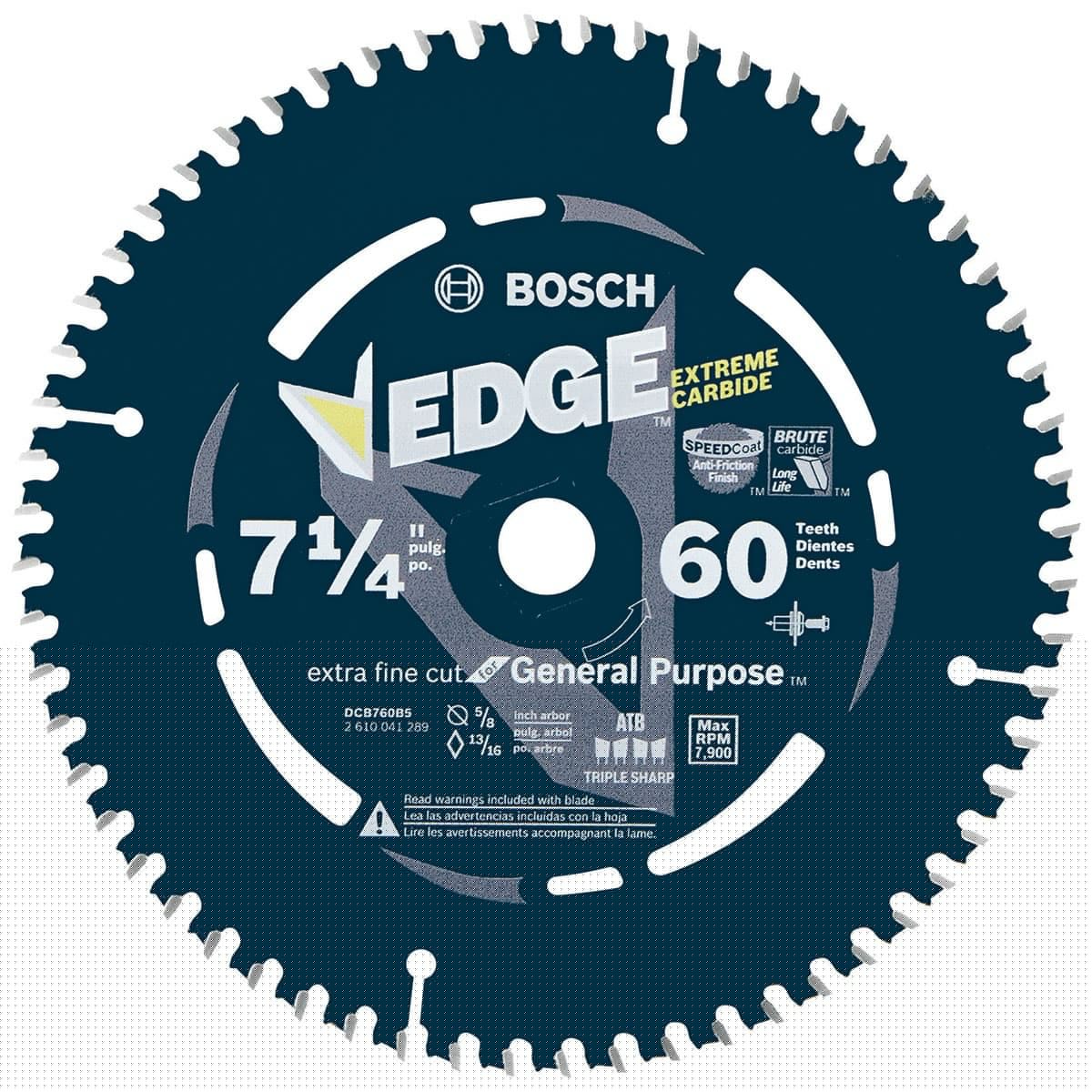 Bosch DCB760B5 7-1/4" 60-Tooth Edge Circular Saw Blade, 5 Pack