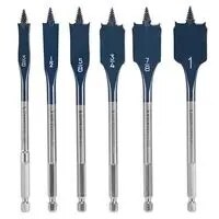 Bosch DSB5006 Daredevil Standard Spade Bit Set 3/8" to 1" for Fast Wood Drilling (6 Pack)