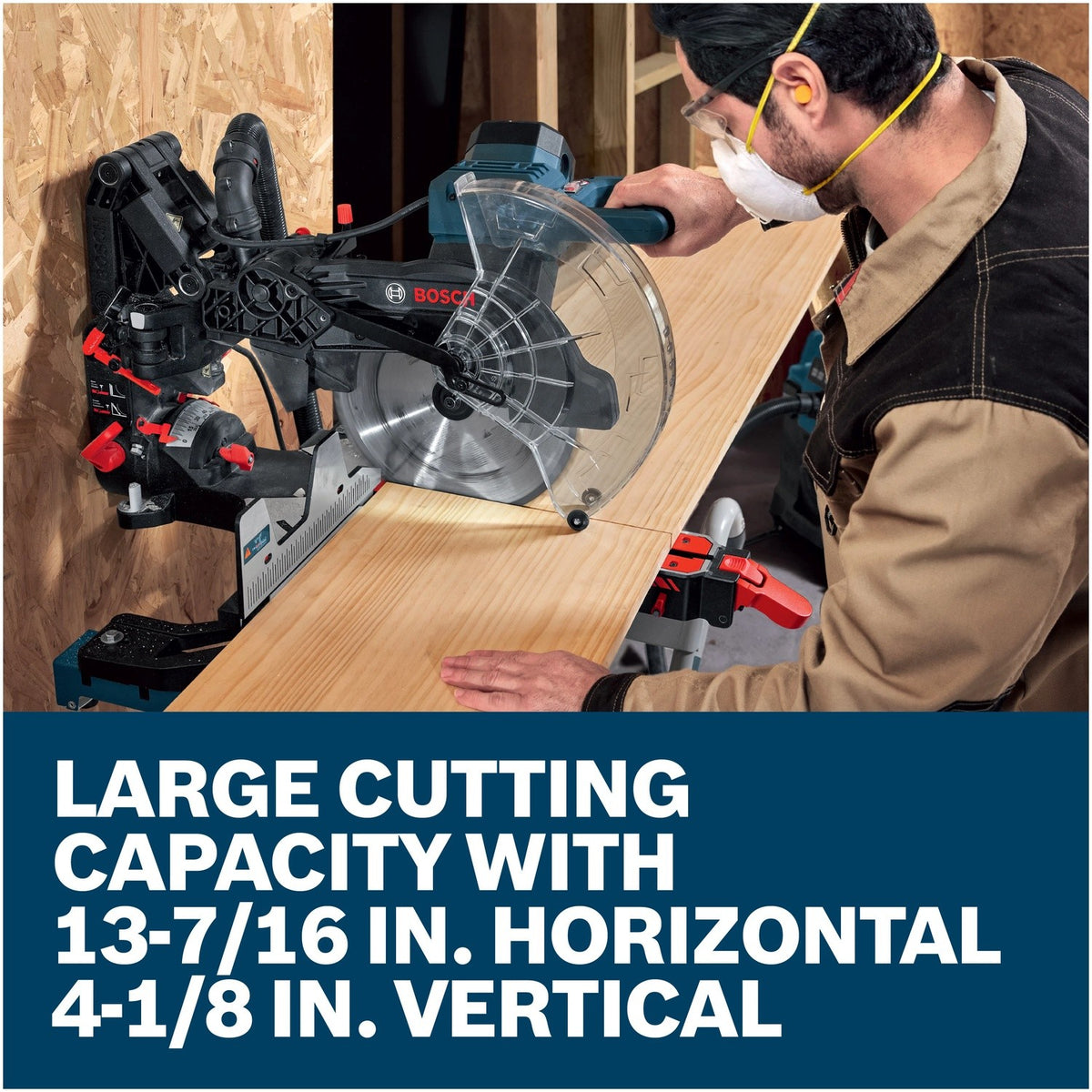 Bosch EXCM341-305GD 12" 15 Amp Dual Bevel Glide Miter Saw with Compact Glide System - 5