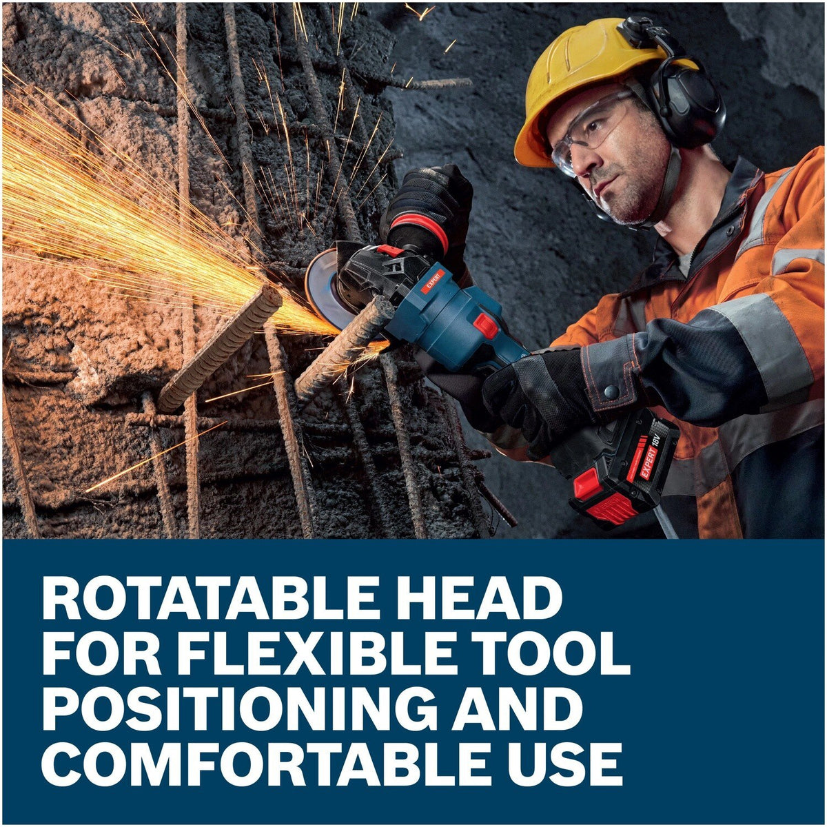 Bosch EXWS18V-15PSB18X EXPERT 18V 5" to 6" Brushless Angle Grinder Kit with No Lock-On Paddle Switch and 8.0 Ah Battery with Multi-Voltage Charger - 4